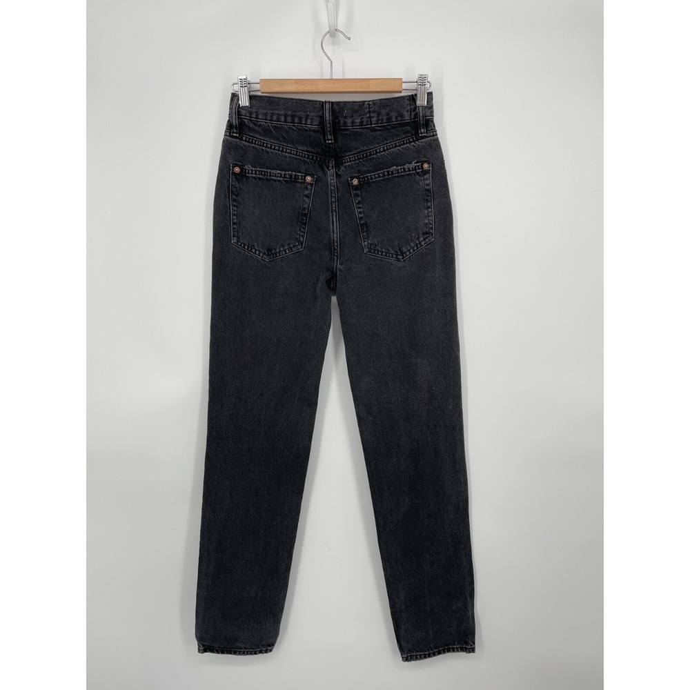 Free People Jeans Womens 25 Black The Lasso High Waist Distressed Straight Leg - Picture 2 of 11